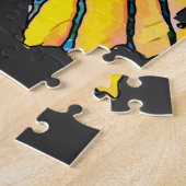 イエスキリスト顔聖なるハート抽象芸術アート ジグソーパズル (側面)