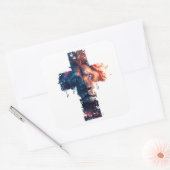 イエスキリスト・クリスチャンのユダ十字架のライオン スクエアシール (封筒)