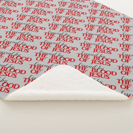 イエスキリスト・クリスチャンの血で覆われた祈りの言葉フリース シェルパブランケット (3/4)