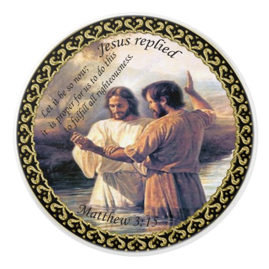 イエスキリスト・バプテスマのイメージは1だ セラミックノブ (正面)