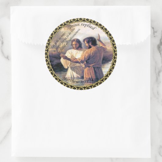 イエスキリスト・バプテスマのイメージは1だ ラウンドシール (バッグ)