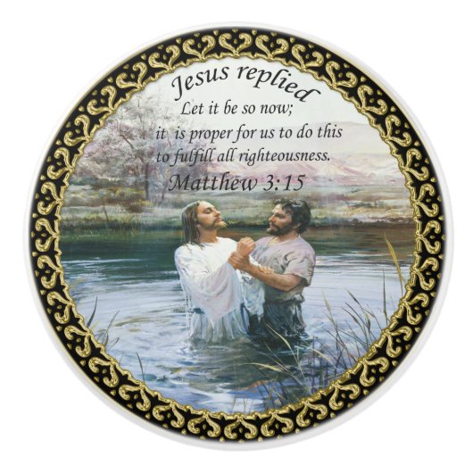 イエスキリスト・バプテスマのイメージ2 セラミックノブ (正面)