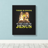 イエスキリスト・ライオンクリスチャンの名の下に力がある キャンバスプリント (インサイチュ (ウッドフロア))
