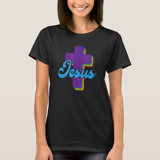 イエスキリスト・レインボークロス宗教信者 Tシャツ (正面)