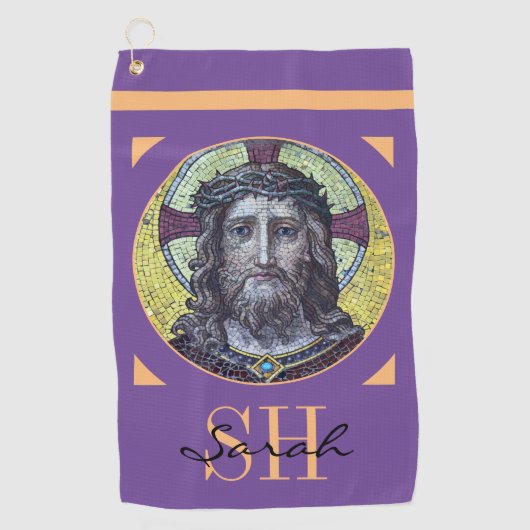 イエスキリスト&思いやりの芸術ヴィンテージゴルフタオル ゴルフタオル (正面)