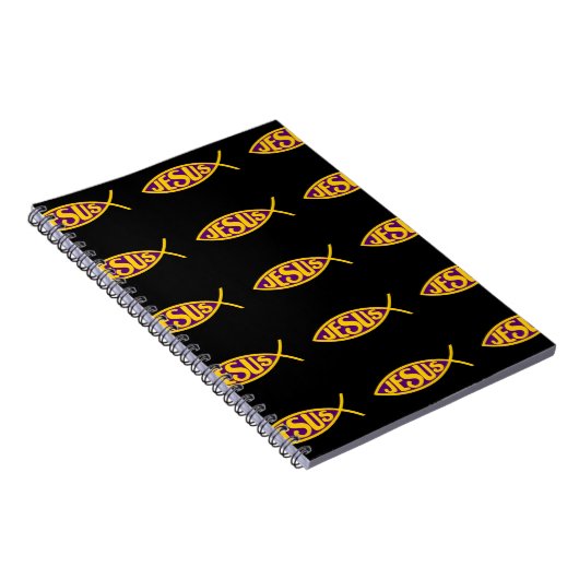 イエスキリストICHTHYS魚の救済パープル金ゴールド ノートブック (右側)