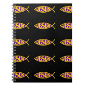 イエスキリストICHTHYS魚の救済パープル金ゴールド ノートブック (正面)