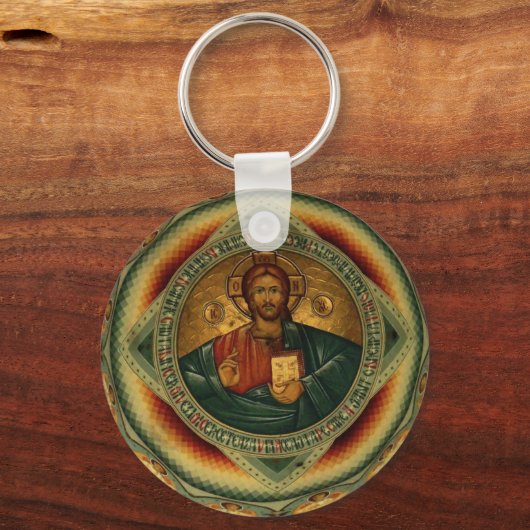 イエスキリストIisus Iisus正統派キーチェーン キーホルダー (正面)