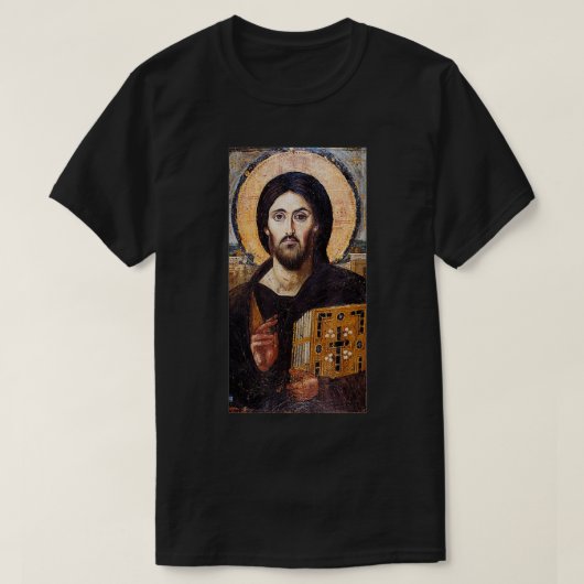 イエスキリストPantocrator Sinai Orthodo Christian I Tシャツ (デザイン正面)