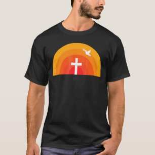 イエスクロサンセットドーブオリーブ枝信仰Ch Tシャツ