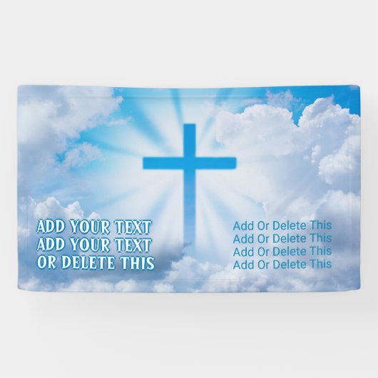 イエスクロスホワイトクラウドブルースカイビーミングイースター 横断幕 (横)