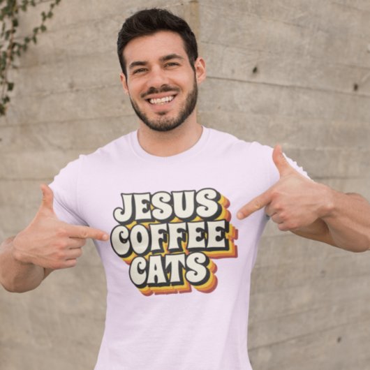 イエスコーヒーキャッツキリスト教Tシャツ Tシャツ