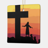 イエスゴッドクロスアニマルペットケアカスタムクリスマス セラミックオーナメント (左)