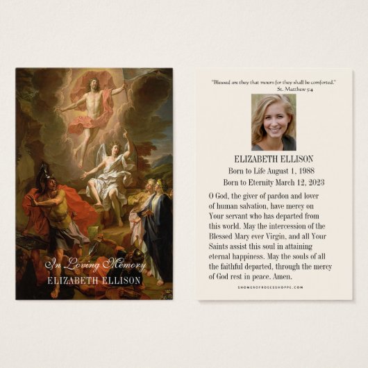 イエスサレオリデーション葬儀祈りの言葉ホリーカード (正面&裏面)