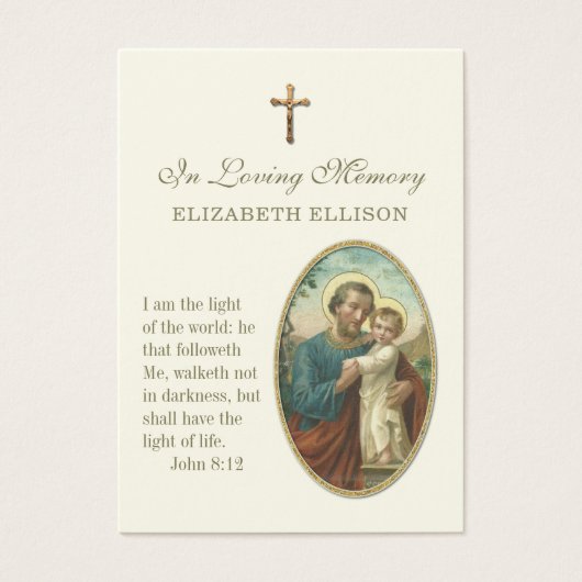 イエスサンジョセフ聖なる書物、 経典葬儀祈りの言葉カード (正面)