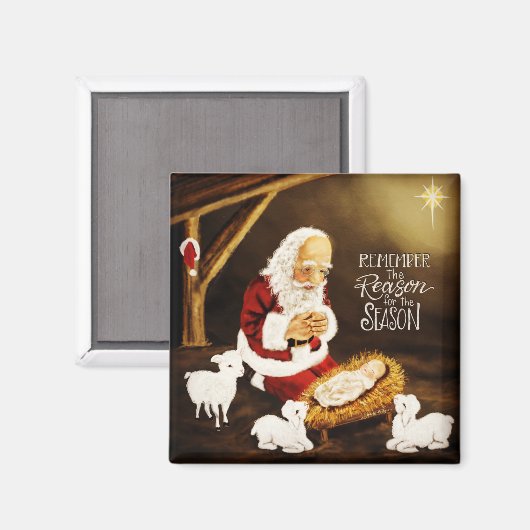 イエスサンタ宗教的シーズンクリスマス マグネット (正面/裏面)