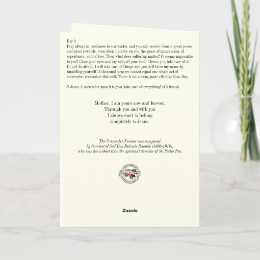 イエスサンドルノヴェナカトリック祈りの言葉 カード (裏面)