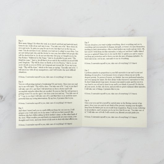 イエスサンドルノヴェナカトリック祈りの言葉 カード (内部)