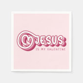 イエスズザイズマイバレンタインクリスチャン赤いハートレトロ スタンダードカクテルナプキン (正面)