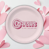 イエスズザイズマイバレンタインクリスチャン赤いハートレトロ ペーパープレート