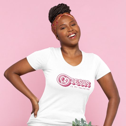 イエスズザイズマイバレンタインクリスチャン赤いハートレトロ Tシャツ