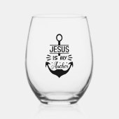 イエスズスは私のいかりキリスト教引用文 ステムなしワイングラス (正面)
