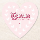 イエスズスバレンタインクリスチャンかわいいハートレトロ ペーパーコースター (正面)