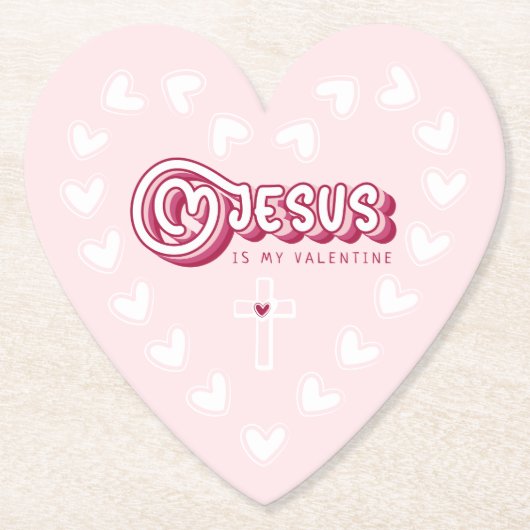 イエスズスバレンタインクリスチャンかわいいハートレトロ ペーパーコースター (正面)