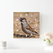 イエスズメの鳥の時計 スクエア壁時計 (ホーム)