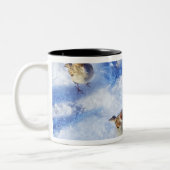 イエスズメ「通行人domesticus」のの群 ツートーンマグカップ (左)