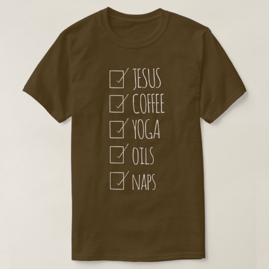 イエスティーコーヒーヨガ油昼寝イエスコーヒーティー Tシャツ (デザイン正面)