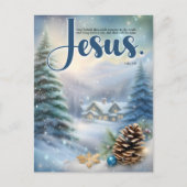 イエスバイブル聖句ウッドランド素朴・パインズ・クリスマス シーズンポストカード (正面)