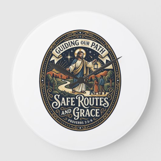 イエスバス運転手トランジットワーカーTシャツ信仰ベース ラージ壁時計 (正面)