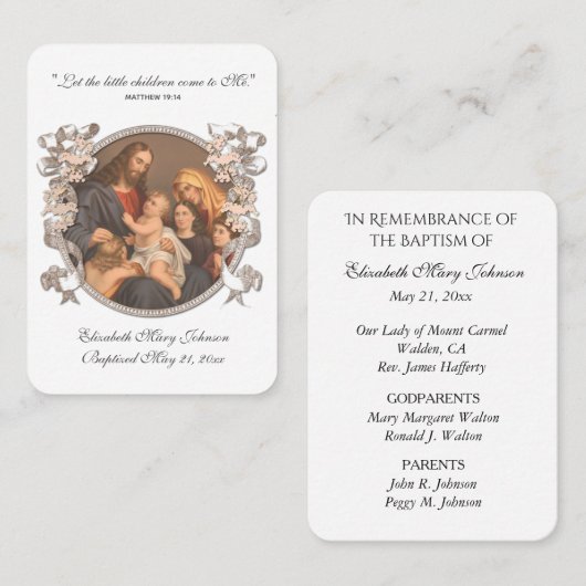 イエスバプテスマ追悼の宗教記念プレイス プレイスカード (正面/裏面)