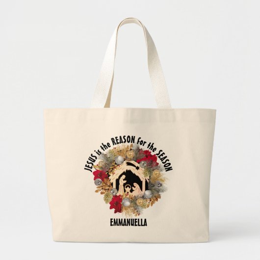 イエスパーソナライズされたがクリスマスの理由 ラージトートバッグ (正面)