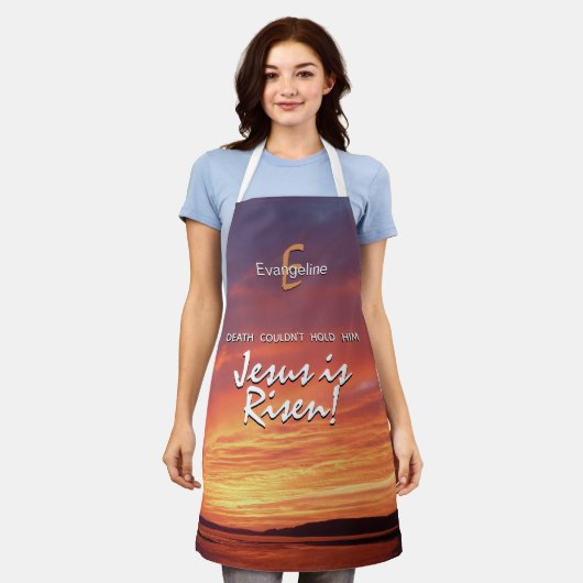 イエスパーソナライズされたは復活祭に昇った エプロン (着用した状態)