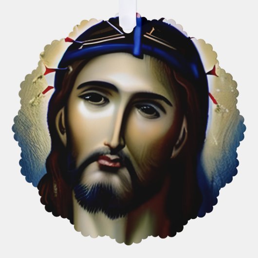 イエスパーソナライズされたクリスマス宗教信者 オーナメントカード (正面)