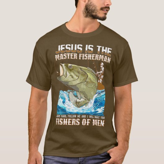 イエスフィッシャーオブメンバイブル聖句魚釣りパパ Tシャツ (正面)