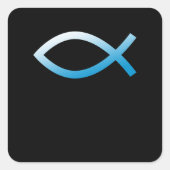 イエスフィッシュアイティスクリスチャンシンボルブルー スクエアシール (正面)