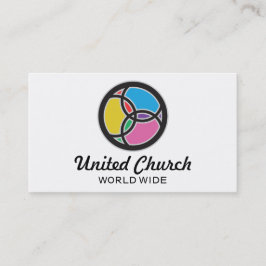 イエスフィッシュトリニティ数々のステンドグラス色ロゴ 名刺