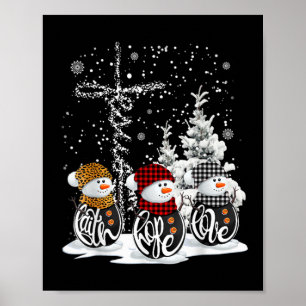 イエスフェイスホープ愛雪だるまおもしろいクリスマス ポスター