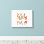 イエスフラネルスパンプキンスセーター恵み キャンバスプリント (インサイチュ (ウッドフロア))