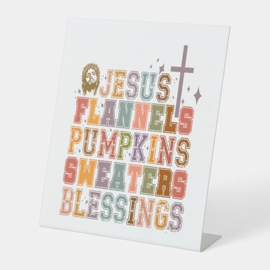 イエスフラネルスパンプキンスセーター恵み 台座サイン (正面)