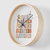 イエスフラネルスパンプキンスセーター恵み 壁時計 (傾斜)