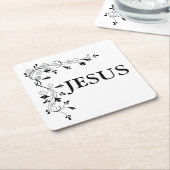 イエスフローラコー縁どナー スクエアペーパーコースター (アングル)