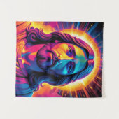 イエスポートレートインネオンはっきりしたスタイル タペストリー (正面(横))