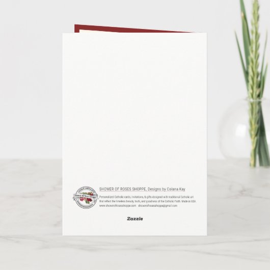 イエスマリージョセフの宗教的カトリックハート カード (裏面)