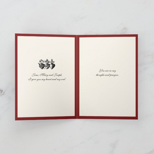 イエスマリージョセフの宗教的カトリックハート カード (内部)