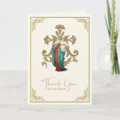 イエスメアリーカトリック葬式のお悔やみ サンキューカード (正面)