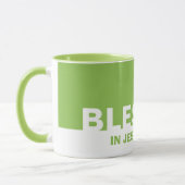 イエスモダンの名賛美前の緑のクリスチャン マグカップ (左)